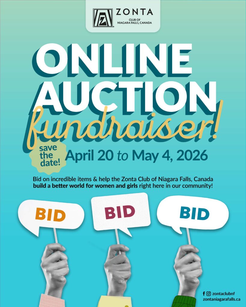 Zonta Club of Niagara Falls online auction poster
